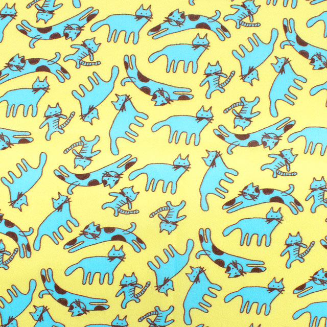 生地 FiN tex-フィンテックス- ゆるネコ 約140cm幅×50cmカット(OKF-029) 2YE.イエロー 09Ae06_